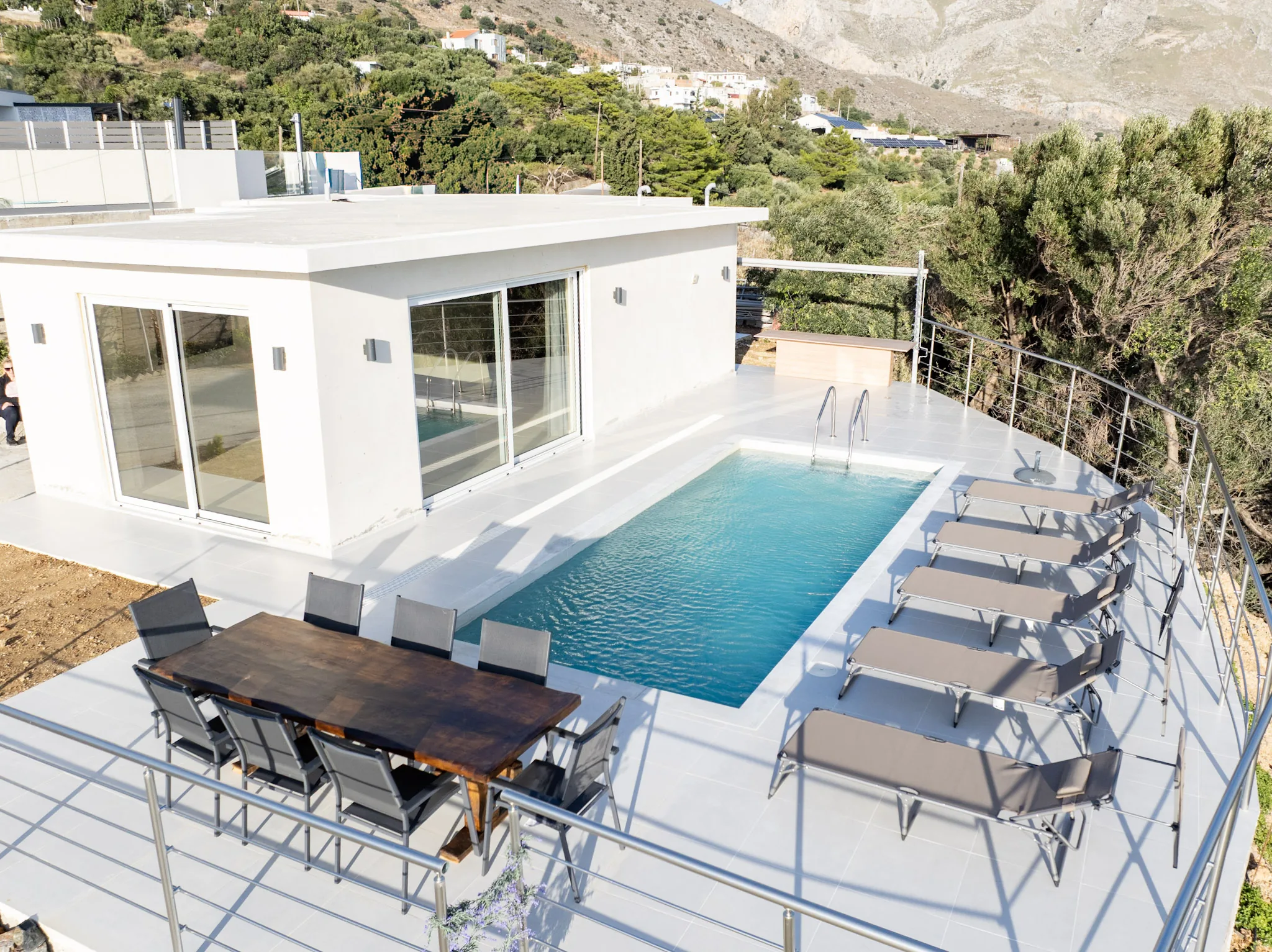 The Pool House and its pool from above